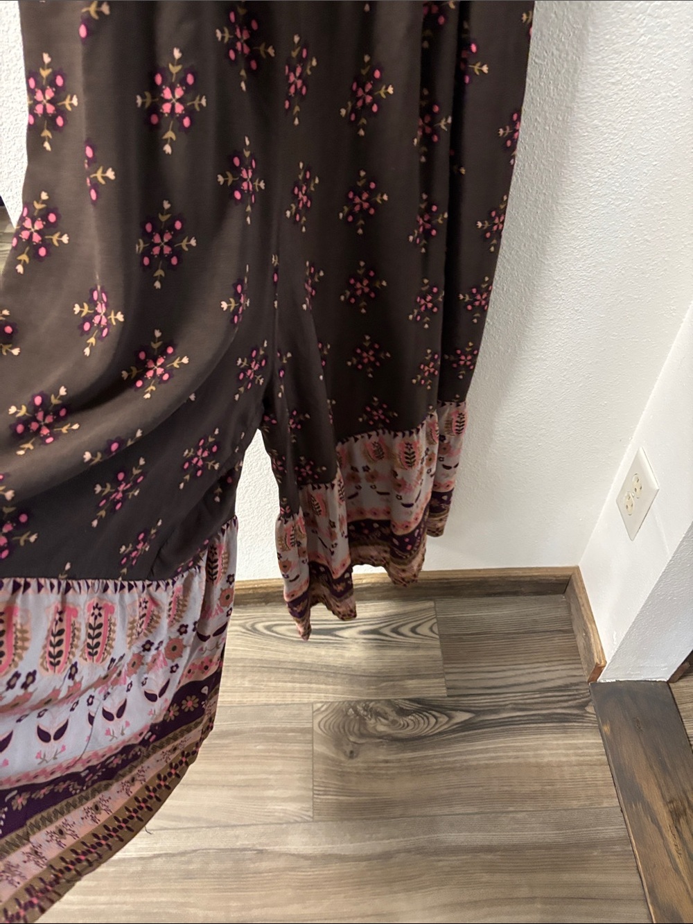 NATURAL LIFE Brown Jumpsuit with Pink Printed Hem - Picture 5 of 6